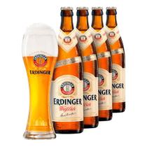 Kit Cerveja Erdinger Weissbier 500Ml 4 Unidades + Copo