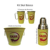 Kit Cerveja - Skol Balde De Gelo Canecas E Porta Garrafas - Amarelo