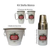Kit Cerveja - Stela Branco Balde De Gelo 2 Canecas E Porta Garrafa 600 ml