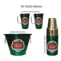 Kit Cerveja - Stela Verde Balde De Gelo 2 Canecas E Porta Garrafa 600 ml