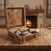 Kit Cerveja Stella/petisco/bombom + Caixa de Madeira Rústica Kit Cerveja Stella/petisco/bombom + Caixa de Madeira Rústica