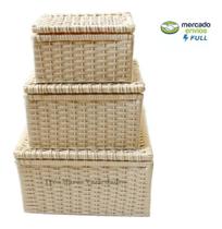 Kit Cesta Baú 2,3 E 4 Fibra Sintética Tipo Vime Artes Palha Kit Cesta Baú 2,3 E 4 Fibra Sintética Tipo Vime Artes Palha