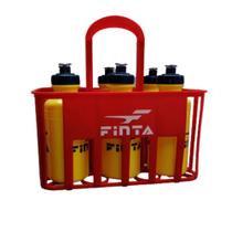 Kit Cesta C/6 Squeeze Plástica Finta 500ml Amarelo + Suporte Finta Vermelho