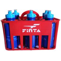 Kit Cesta C/6 Squeeze Plástica Finta 500ml Azul + Suporte Finta Vermelho