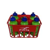 Kit Cesta C/6 Squeeze Plástica Finta 500ml Verde + Suporte Finta Vermelho