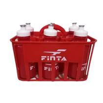 Kit Cesta C/6 Squeeze Plástica Finta 500ml Vermelho + Suporte Finta Vermelho