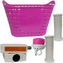 Kit Cesta Pedal Punho Buzina Para Bicicletas Infantil 14/16
