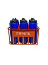 Kit Cesta Porta Garrafas + 06 Squeeze Automatica - Esporte