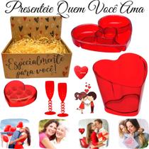 Kit Cesta Várias Ocasiões Personalizada Balde Gelo Taças Petisqueira Porta-Joia Vela Coração