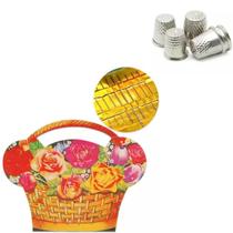 Kit Cestinha Agulha De Mão Para Costura + Kit Dedal Com 5