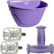 Kit Cestinha Pedal Manopla Para Bicicleta do Aro 12 Infantil