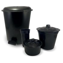 Kit Cesto de Lixo 12 Litros e Kit Pia com Lixeira Porta Detergente e Porta Esponja Organizador de Cozinha