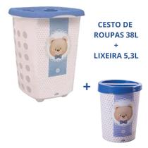 Kit Cesto de Roupas + Lixeira Infantil Plasútil Barato