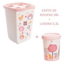 Kit Cesto de Roupas + lixeira Infantil Plasútil Barato - Plasutil