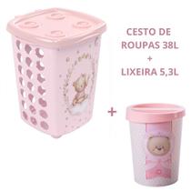 Kit Cesto de Roupas + lixeira Infantil Plasútil Barato