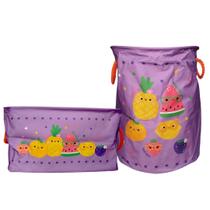 Kit Cesto Infantil e Organizador Multiuso Tecido Menina