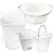 Kit Cesto / Lixeira / Balde e Bacia Fofura Branco Adoleta Kit Cesto / Lixeira / Balde e Bacia Fofura Branco Adoleta