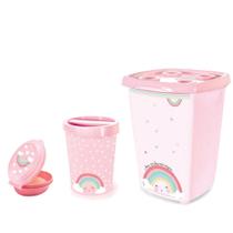 Kit cesto, Lixeira e Saboneteira Arco-Iris - Plasutil