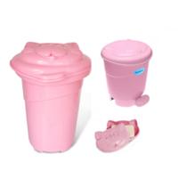 Kit Cesto, Lixeira E Saboneteira Gatinha Rosa - Plastibaby Kit Cesto, Lixeira E Saboneteira Gatinha Rosa - Plastibaby