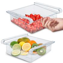 Kit Cesto Organizador Acrilico Com Alça Cozinha Geladeira