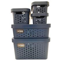 Kit Cesto Organizador c/Tpa 5PCS Azul Petróleo 406-Mixxnova Kit Cesto Organizador c/Tpa 5PCS Azul Petróleo 406-Mixxnova