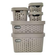 Kit Cesto Organizador c/Tpa 5PCS Cinza 410 - Mixxnova