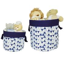 Kit Cesto Organizador De Brinquedos 2 Peças Azul Marinho