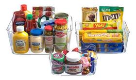 Kit Cesto Organizador De Cozinha Geladeira Armário 3 Peças