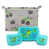 Kit Cesto Organizador Infantil 25l + Conjunto De Potes Organizadores Jacki Design Verde Kit Cesto Organizador Infantil 25l + Conjunto De Potes Organizadores Jacki Design Verde