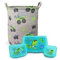 Kit Cesto Organizador Infantil 43,3l + Conjunto De Potes Organizadores Jacki Design Verde Kit Cesto Organizador Infantil 43,3l + Conjunto De Potes Organizadores Jacki Design Verde