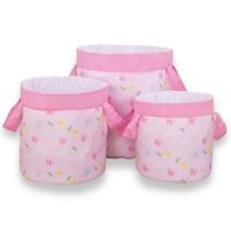 Kit Cesto Organizador Infantil Animais Floral Rosa Kit Cesto Organizador Infantil Animais Floral Rosa