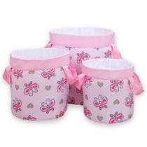 Kit Cesto Organizador Infantil Girafa Borboleta Rosa Kit Cesto Organizador Infantil Girafa Borboleta Rosa
