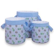 Kit Cesto Organizador Infantil Índio Azul