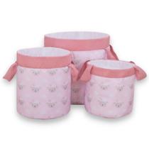 Kit Cesto Organizador Infantil Ovelhinha Rosa