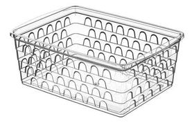 Kit Cesto Organizador Multiuso Grande Transparente c/10 Unidades 19x7x25