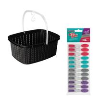 Kit Cesto p/ Prendedores + Prendedor Roupas Emborrachado