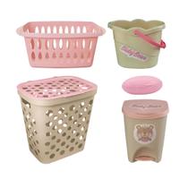 Kit Cesto Roupa Bebê Balde Infanti Lixeira Saboneteira Cesto Multiuso Kit Cesto Roupa Bebê Balde Infanti Lixeira Saboneteira Cesto Multiuso