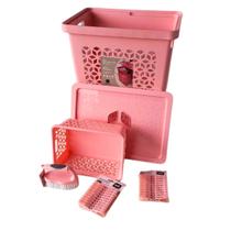 Kit Cesto Roupa Multiuso Premium C/tampa + Cestinho 40prendedor + Escova - UZ