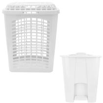Kit Cesto Roupa Telado Vazado Infantil 35 Litros e Lixeira Infantil 8 Litros Com Pedal Organizador Para Crianças Lummar Kit Cesto Roupa Telado Vazado Infantil 35 Litros e Lixeira Infantil 8 Litros Com Pedal Organizador Para Crianças Lummar