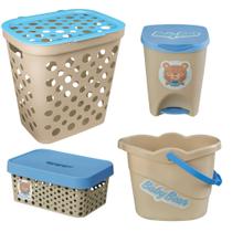 Kit cesto roupas lixeira balde caixa multiuso infantil quarto bebê