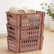 Kit Cestos Organizador Empilhável Multiuso 7,4L Caixa Organizadora Lavanderia Plástico Resistente