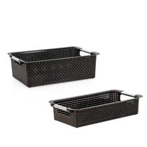 Kit Cestos Organizadores Niquelart 02 E 04 Rattan Marrom