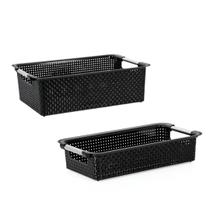 Kit Cestos Organizadores Niquelart 02 e 04 Rattan Preto