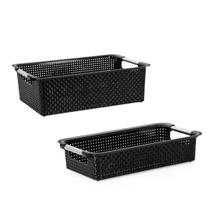 Kit Cestos Organizadores Niquelart 02 E 04 Rattan Preto