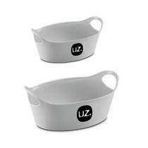 Kit Cestos P e M Branco Com Alça 20x9cm e 28x12cm Plástico