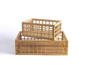 Kit Cestos Vazado de Bambu 5 E 11 Litros - 2pçs Oikos