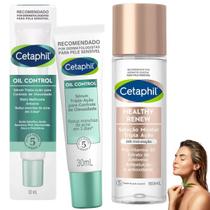 Kit Cetaphil Oil Control Healthy Renew Água Micelar Limpeza Sérum Antiacne Reduz Manchas Acne