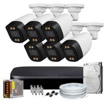 Kit cftv 06 camera colorida 1080p 2.8mm hd500gb