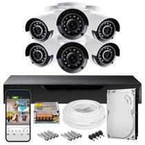 Kit cftv 08 canais 06 cameras 1080p 3.6mm hd500gb