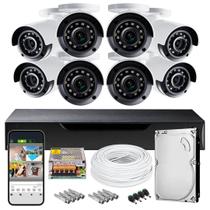 Kit cftv 08 canais 08 cameras 1080p 3.6mm hd500gb